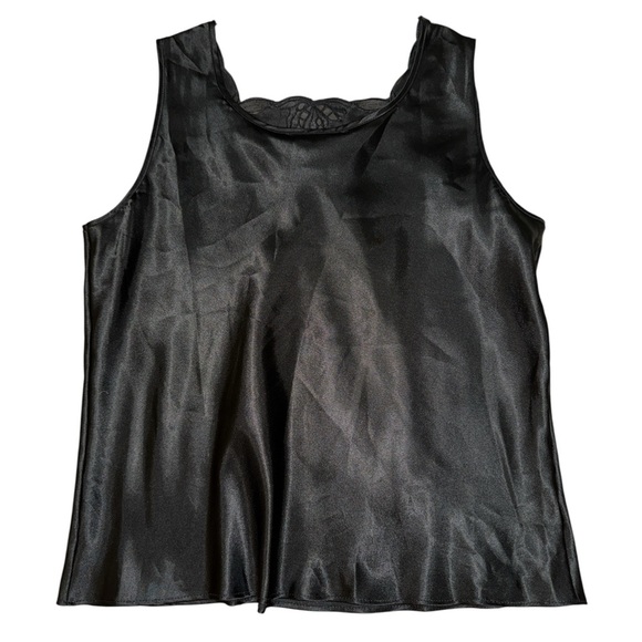 Escapades vintage black silk floral embroidered tank top women’s size medium - Picture 2 of 9